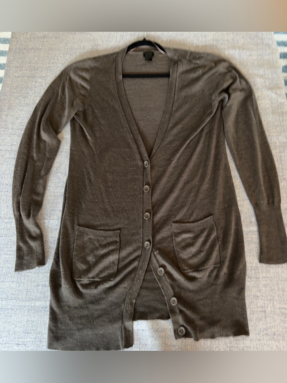 H&M Long Brown V-Neck Button Front Cardigan